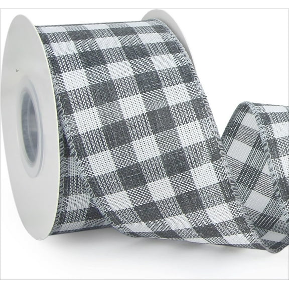 Beige and White Check Wired Ribbon, 2-1/2 Inch x 10 Yard,Rustic Plaid Ribbon,Easter Burlap Ribbon,Light Tan Gingham Ribbon for Big Bow,Farmhouse Wreath,Tree Decoration,Outdoor Decoration