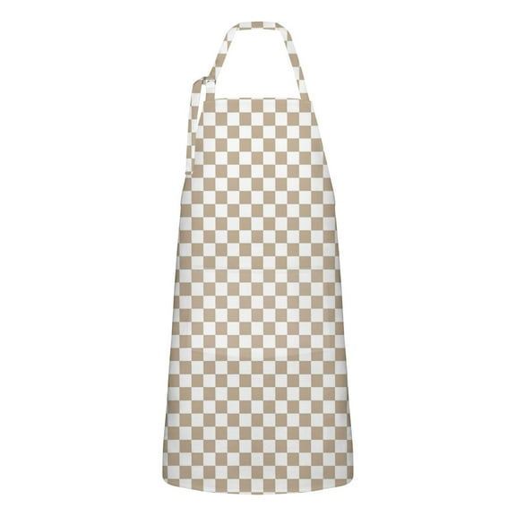 Beige and White Checkerboard Pattern Apron-Garden Aprons for Women with Pockets-Cotton Linen Waterproof Kitchen Cooking Gardening Aprons Adjustable for Kitchen,Cooking,BBQ and Salon 33x27 Inch