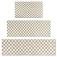 thumbnail image 1 of Beige and White Checkerboard Pattern Kitchen Rugs Sets Of 3,Kitchen Runner Rugs Non Skid Washable,Decorative Kitchen Floor Mats for Kitchen,Sink,Laundry,17"x30"+ 17"x47" + 17"x59", 1 of 6