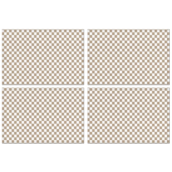 Beige and White Checkerboard Pattern Summer Placemats Table Placemats Set Of 4-Linen Kitchen Washable Placemats Table Mats 11.8"x17.7" Non-Slip Heat Resistant
