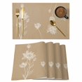 thumbnail image 1 of Beige White Floral Placemats Set of 8, Abstract Art Summer Botanical Placemats for Dining Table, Place Mats for Kitchen Tabletop, Waterproof Wipeable Dining Table Mats Set, 1 of 9