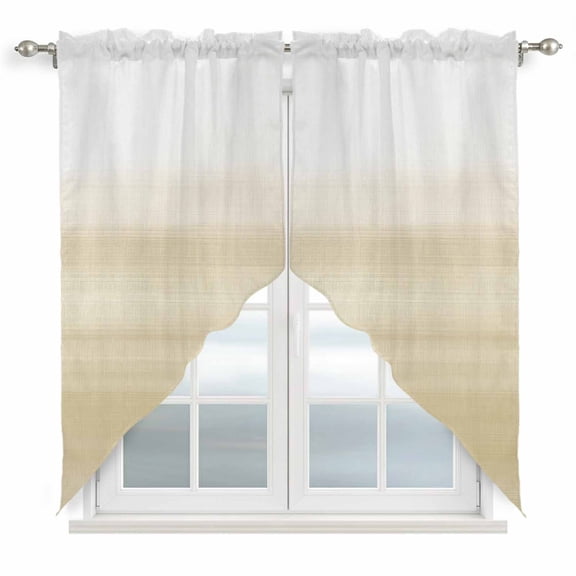 Beige White Gradient Swag Valances for Windows 2 Pack Abstract Ombre Texture Modern Art Swag Kitchen Curtains 36 Inches Long Rod Pocket Short Window Treatment for Kitchen Bathroom 36"x36"