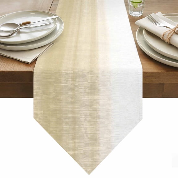 Beige White Gradient Table Runner 36 Inches Long Abstract Ombre Texture Modern Art Table Runners for Dining Room Tabletop Dresser Scarf Home Party Banquet Wedding Holiday Decoration