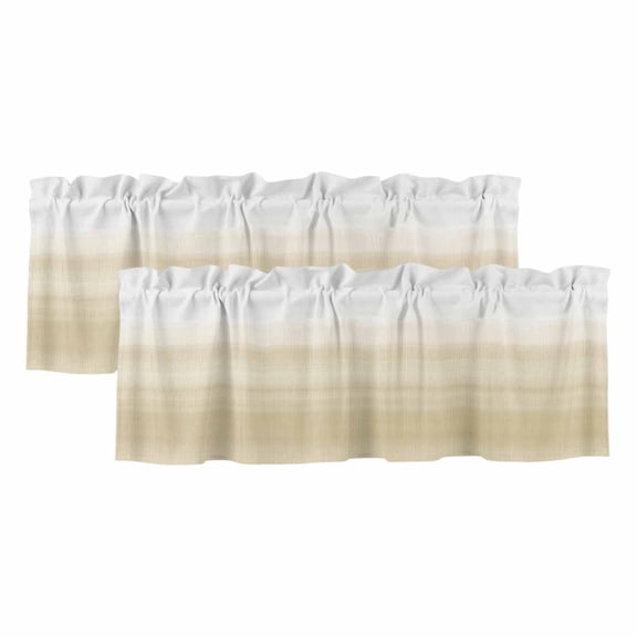 Beige White Gradient Valances for Windows 2 Panels Abstract Ombre Texture Modern Art Rod Pocket Kitchen Curtain Valance Small Window Treatment for Living Room Bathroom Bedroom Over Sink 42x12 Inch