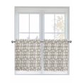 thumbnail image 1 of Beige White Leaves Half Window Curtain 36 Inches Long, Spring Pastoral Rustic Botanical Window Treatment Curtain Drapes, Small Tier Curtains for Bathroom Over Sink, 27.5"x36", 2 Panels, 1 of 7