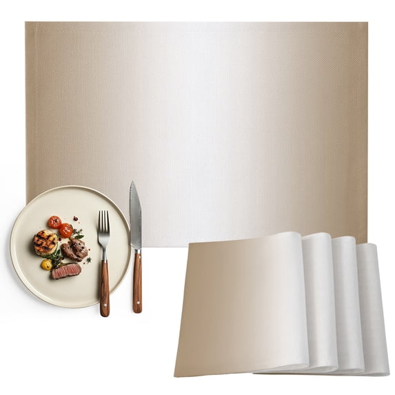 Beige White Ombre Placemats Set of 4, Modern Gradient Abstract Art Washable Wipeable Table Mats for Dining Tables, Indoor Outdoor Kitchen Place Mats for Holiday Party Table Decor