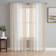 thumbnail image 1 of Beige White Ombre Semi Sheer Curtains 63 Inch Length 2 Panels Set, Country Minimalist Abstract Gradient Sheer Kitchen Curtain Privacy Voile Window Curtain for Living Room Bedroom Rod Pocket Drapes, 1 of 7