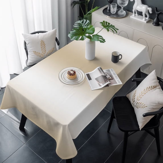 Beige White Ombre Table Cloth Waterproof Tablecloths, Abstract Art Modern Cream Gradient Tablecloth Dining Table Cover for Kitchen Party Tabletop Outdoor, Rectangle Tablecloth 54x108 Inch