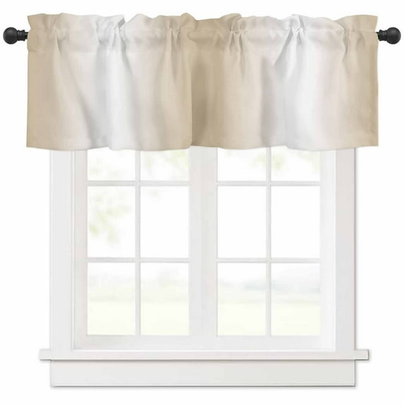 Beige White Ombre Valances for Windows Farmhouse Kitchen Curtains Valances Rod Pocket Valance Curtains for Kitchen Windows Country Minimalist Abstract Gradient Window Valances for Bathroom 60"x18"