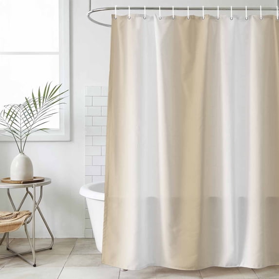 Beige White Ombre Waterproof Fabric Shower Curtain,Country Minimalist Abstract Gradient Waterproof Fabric Shower Curtain for Bathroom Curtains Bathtubs Shower Curtains with 12 Hooks Standard 72x72