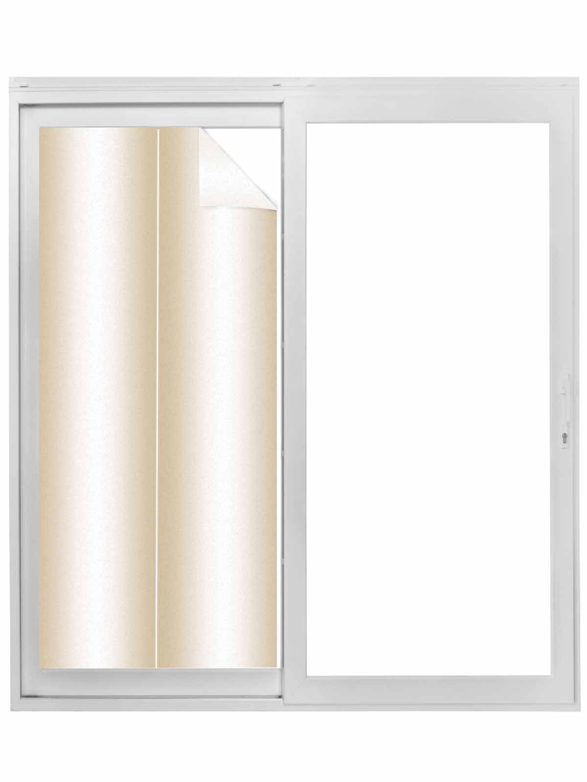 Beige White Ombre Window Privacy Film, Country Minimalist Abstract Gradient Static Cling UV Sun Blocking Tint Film Heat Control Windows Films for Bedroom Bathroom, Window Stickers 35.4"x78.7"