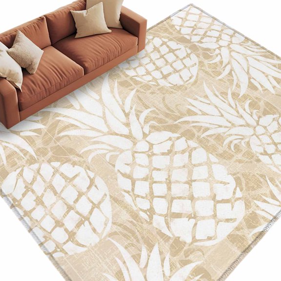 Beige White Pineapple Area Rug 6x9 Washable Rug Non Slip Tropical Summer Botanical Fruits Large Area Rug Soft Stainresistant Indoor Floor Carpet for Living Room Bedroom Office Dining Room Nursery