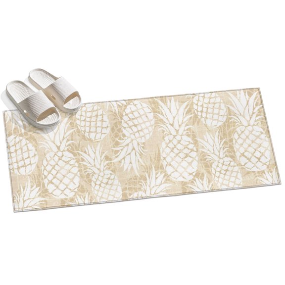 Beige White Pineapple Hallway Runner Rug 2x6 Washable Non Slip Kitchen Runner Rug for Bedside Bathroom Tropical Summer Botanical Fruits Indoor Floor Carpet Area Rugs for Living Room Bedroom Office