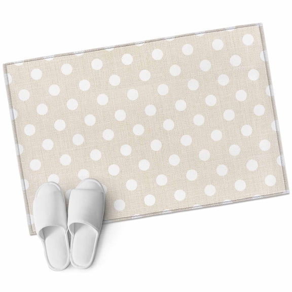 Beige White Polka Dots Bathroom Rug Washable 2x3 Entryway Rug Non Slip Modern Abstract Art Rustic Front Door Mat Low Pile Indoor Doormat Throw Floor Carpet for Kitchen Bedroom Entrance