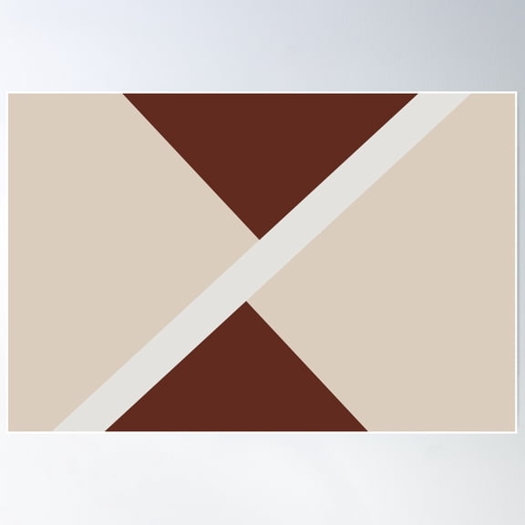 Beige White Red-Brown Stripe Offset Shape Design 2021 Color Of The Year Uptown Ecru & Accent Shades Poster Wall Art, Modern Wall Decor For Living Room Bedroom, 16x24 UNFRAMED