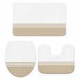 thumbnail image 1 of Beige White Striped Bath Mat 3 Piece Bathroom Rug Set, Modern Abstract Art Aesthetics Non Slip Bath Rug Contour Mat and Toilet Lid Cover, Absorbent Shower Mats Soft Bath Rugs and Mats Sets, 1 of 8