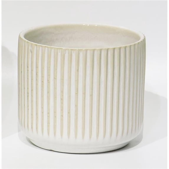 Beige & White Striped Planter