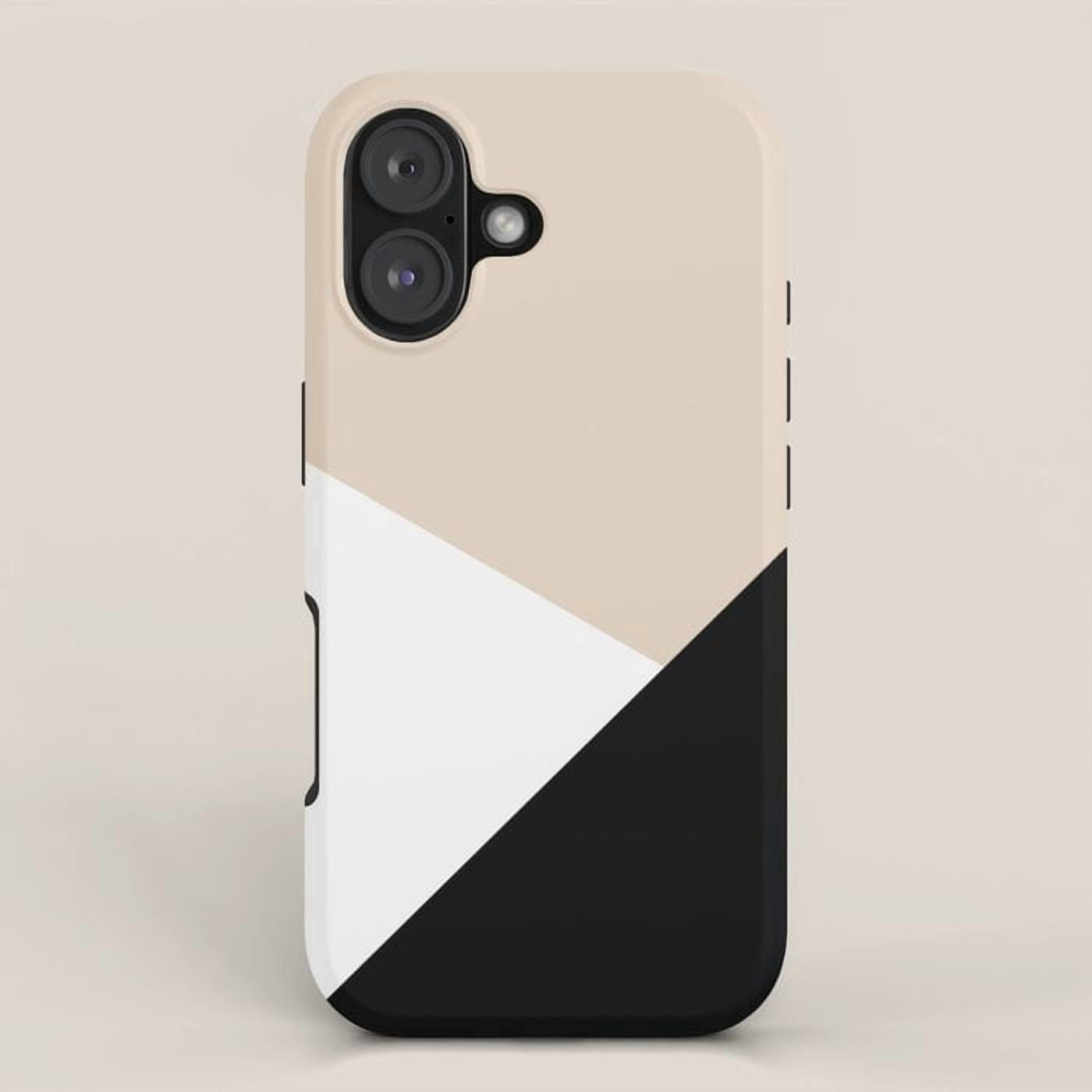 Blocky Triangle Beige, White and Black Geometric Triangle Color Block Tough iPhone Case ...