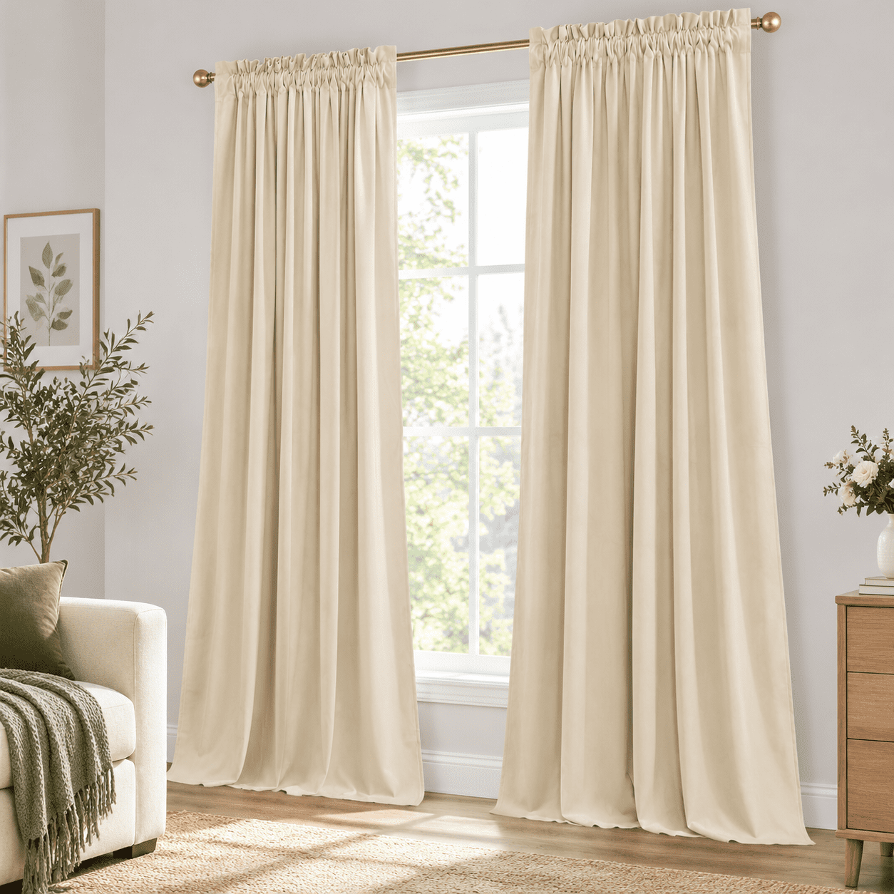 Beige Window Curta96 Inches For Living Room 2 Panels - Walmart.com
