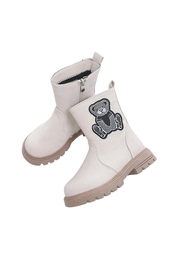 Beige Winter Boots For Girls With Artificial Leather For Snow Play And Outdoor Comfort For Ages 3 To 10