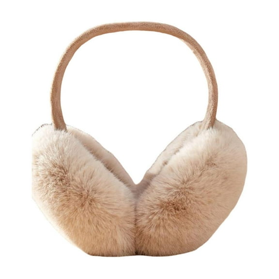 Beige Winter Warm Earmuffs Foldable Ear Muffs Cold Weather Ear Protection Soft Puffy Ear Covers For Men Women Kids Outdoor Activities