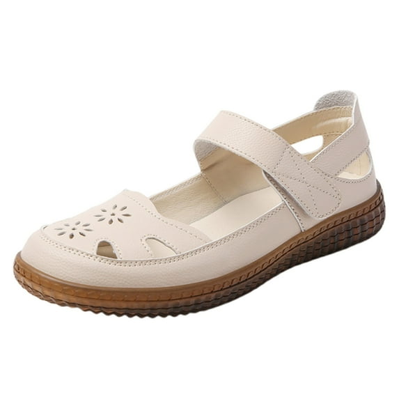 Beige Women Breathable Round Toe Closed Toe Slip On Flat Casual Shoes Extremely Comfortable Lightweight Walking Shoes For Everyday Use