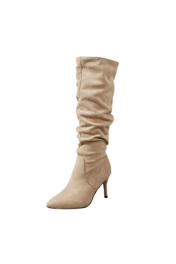 Beige Women High Heel Footwear With Pointed Toe For Leisure Walking And Indoor Settings Relaxed Fit