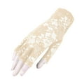 thumbnail image 1 of Beige Women Lace Fingerless Gloves With Floral Pattern, Breathable Mesh And Stretch Polyester For Driving And Spring Summer Use 9.84X5.91In 0.17Lb, 1 of 3
