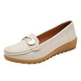 thumbnail image 1 of Beige Women Non-Slip Slip-On Shoes Lightweight Casual Toe Design Pu Upper Summer Comfortable Flat Sole, 1 of 5