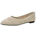 thumbnail image 1 of Beige Women'S Knitted Flat Shoes With Pointed Toe Breathable Comfortable Loafers For Summer Fall, 1 of 7