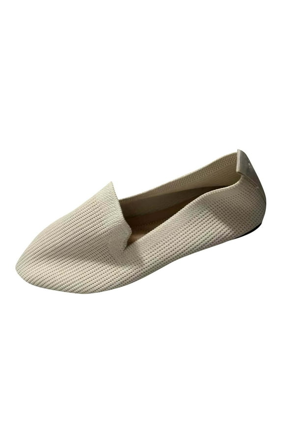 Beige Women'S Lightweight Pointed Toe Flats With Flexible Outsole For Comfortable Walking And Office Use