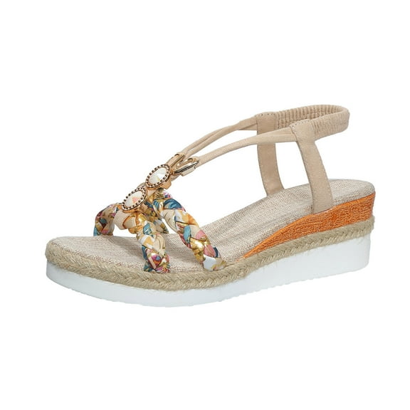 Beige Women'S Versatile Sandals, Pu For Seaside Fun And Everyday Use