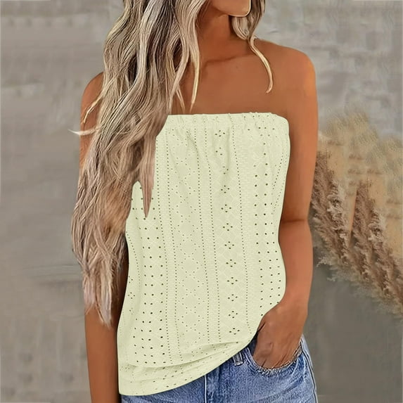 Beige Women Shirts, Bandeau Top Women'S Breathable Sleeveless Summer Tops Sexy Stretch Tube Top Off Shoulder Top Casual Beach Strapless Top Backless Top Party Loose Backless Top,Women Shirts L
