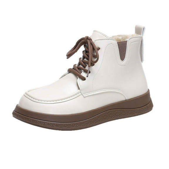 Beige Women Stylish And Casual Versatile Plus Size Short Tube Thick Sole Height Increasing And Warm And Comfortable Short Boots Suitable For Indoor Wear