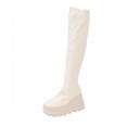 thumbnail image 1 of Beige Women'S Casual Winter Boots Fashion Solid Round Toe Thick Bottom Wedge Heel Mesh Elastic Stockings Over-The-Knee Boots Outdoor Indoor Shoes Weight 2.54 Pounds, 1 of 9
