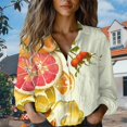 thumbnail image 1 of Beige Women's Long Sleeve T-shirt, Women Cotton Shirt Printed Fashion Button Down Shirts Casual Tops Long Sleeve Blouse,Women's Long sleeve T-shirt 3XL, 1 of 4
