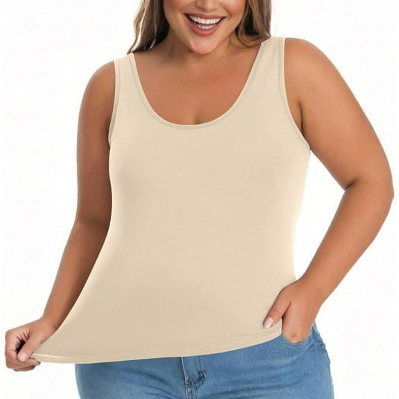 Beige Womens Blouses Womens Tank Tops with In Bra Plus Size Padded Camisole Shelf Bra Workout Yoga Shirt Casual Basic Undershirt Ladies Tops and Blouses