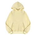 thumbnail image 1 of Beige Womens Fall Tops Women Fleece Loose Hoodie Sweatshirt Long Sleeve Pocket Drop Shoulder Pullovers Top Sweaters for Women, 1 of 4