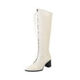 thumbnail image 1 of Beige Womens Knee-High Boots With Pointed Toe And Back Zipper For Winter Wear And Chunky Heel Support, 1 of 9