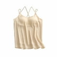 thumbnail image 1 of Beige Womens Lightweight Vneck Chiffon Top Vest Pajamas Night Gowns for Ladies Sleeveless Spaghetti Strap Thin Cami Tank Vests 2025 Clothing Fashion Y2K XL, 1 of 5