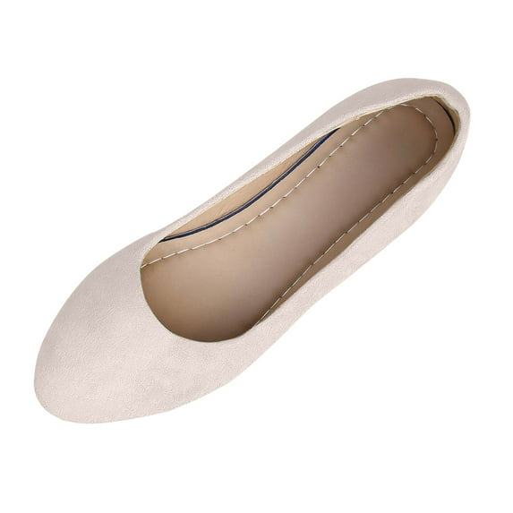 Beige Womens Moccasins Soft-Soled Solid Color Versatile Shallow Mouth Breathable For Everyday Use