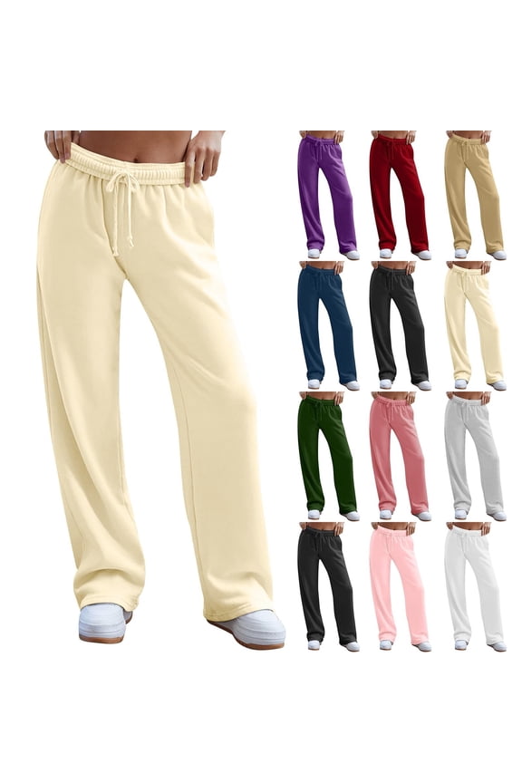 Beige Womens Pants Women's Wide Leg Inside Drawstring Loose Sweatpants with Casual Loose Fit Fashion Casual Pants Women