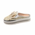 thumbnail image 1 of Beige Womens Slip On Mules Round Toe Rhinestone Bow Thick Sole Casual Spring Summer Half Shoes Indoor Outdoor For Casual Daily Occasions Size 36, 1 of 9