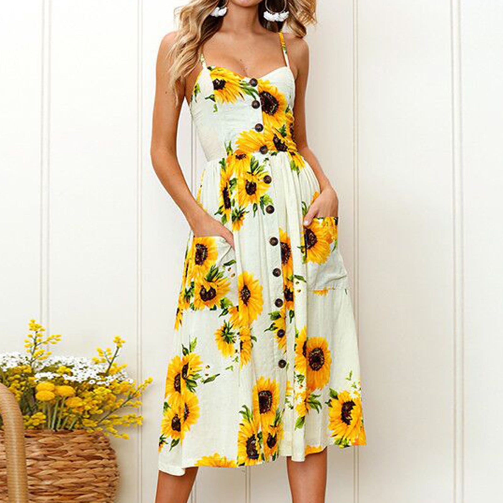 Beige Womens Spring Dresses 2024, Polyester Long Dresses For Women