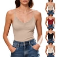 thumbnail image 1 of Beige Womens Tank Tops Built in Bra Nylon,Spandex Adjustable Spaghetti Strap Tank Tops Basic Tank Tops for Women L, 1 of 6