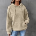 thumbnail image 1 of Beige Womens Tops Hoodies for Women Solid Color Casual Fall Hooded 2023 Pullover Hoodie Basic Sweatshirts Womans Fashion Blouse Clothes Fall Outfits for Women 2025, 1 of 6