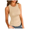thumbnail image 1 of Beige Womens Tops Tank Top Sleeveless Basic Cami Top Shirt Slim Knit Ribbed Racerback Blouse Summer Tops, 1 of 4