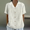 thumbnail image 1 of Beige Womens Tops Women's Cotton and Linen Summer Casual Collar Short Sleeved Blouse Shirts for Women, 1 of 5
