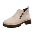 thumbnail image 1 of Beige Womens Winter Boots With Side Zipper And Low Heel For British Style And Everyday Use, 1 of 9