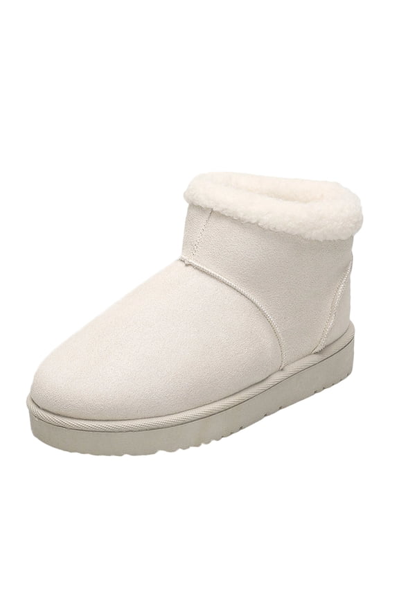 Beige Womens Winter Boots With Suede And Plush Lining For Leisure Activities